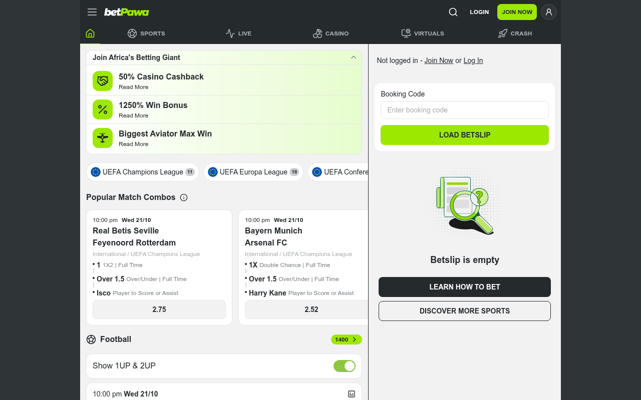 betPawa homepage screenshot (betpawa.co.ke)
